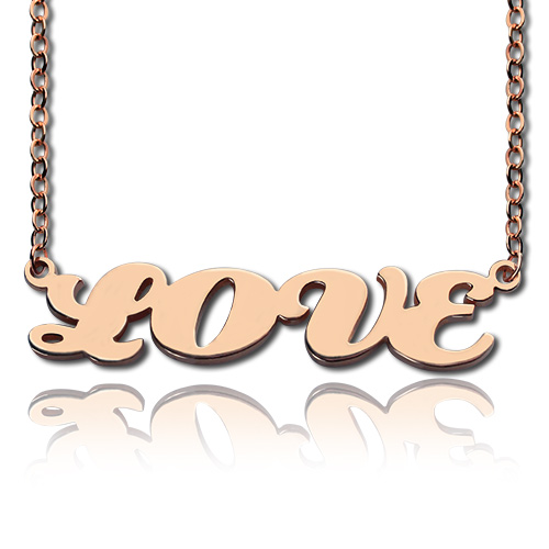 Rose Gold Capital Puff Font Name Necklace - The Handmade &trade;