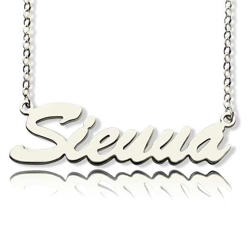 White Gold Sienna Style Name Necklace - The Handmade &trade;