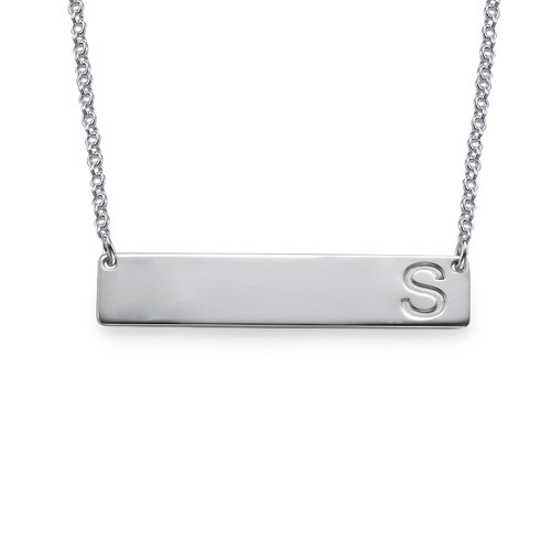 Silver Horizontal Initial Bar Necklace - The Handmade &trade;