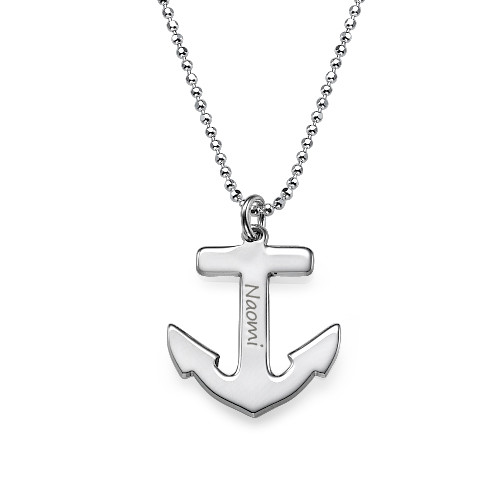 Silver Engraved Anchor Necklace - The Handmade &trade;