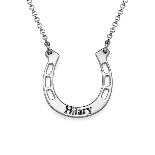 Silver Engraved Horseshoe Necklace - The Handmade &trade;