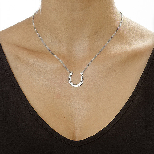 Silver Engraved Horseshoe Necklace - The Handmade &trade;