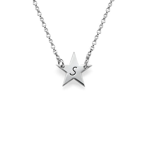 Silver Star Initial Necklace - The Handmade &trade;