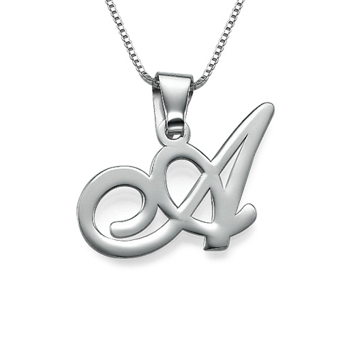 Silver Initials Pendant With Any Letter - The Handmade &trade;