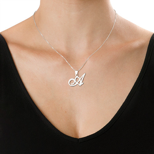 Silver Initials Pendant With Any Letter - The Handmade &trade;