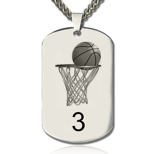 Basketball Dog Tag Name Necklace - The Handmade &trade;