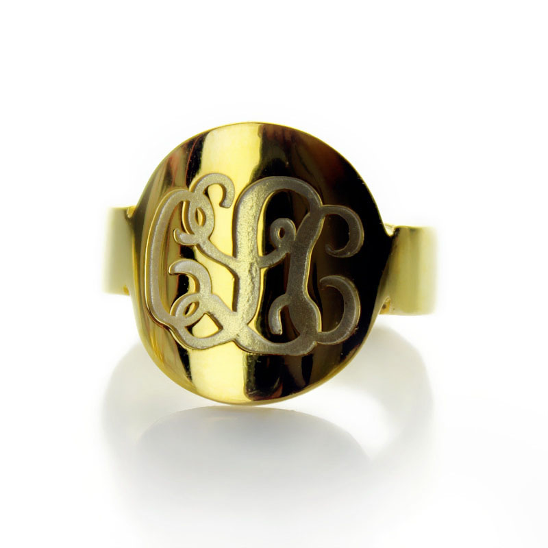 Gold Engraved Monogram Itnitial Ring - The Handmade &trade;