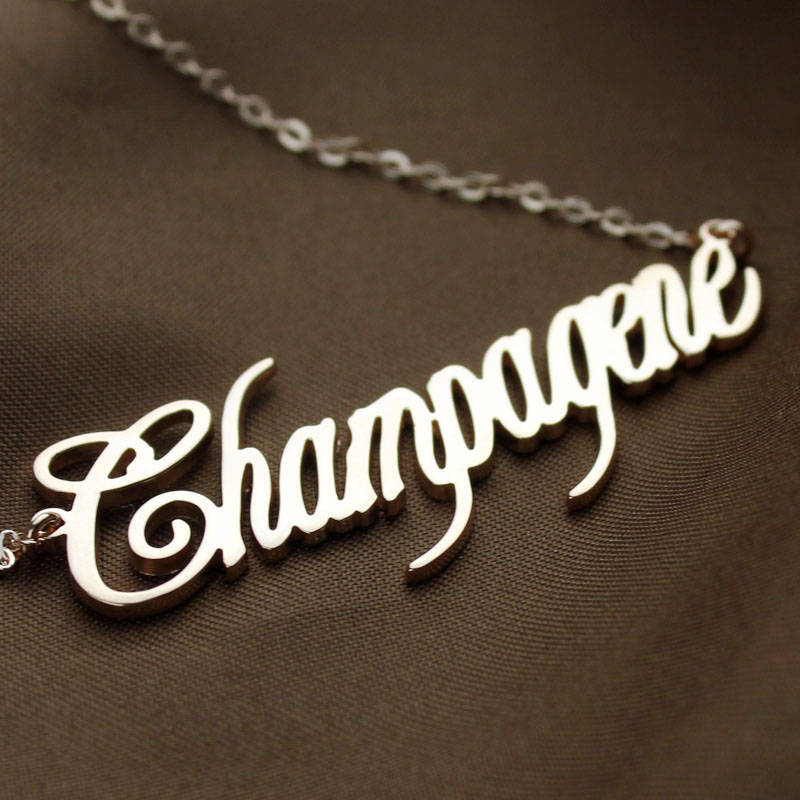 Rose Gold Champagne Font Name Necklace - The Handmade &trade;
