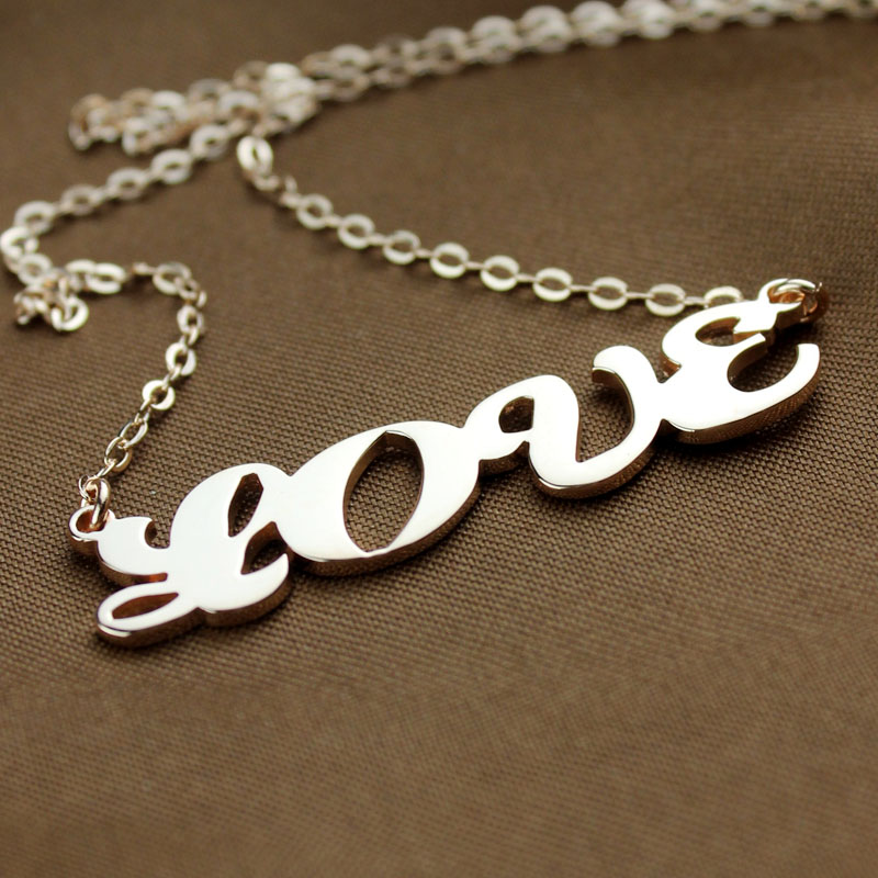 Rose Gold Capital Puff Font Name Necklace - The Handmade &trade;