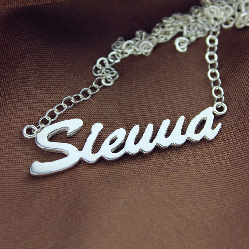 White Gold Sienna Style Name Necklace - The Handmade &trade;