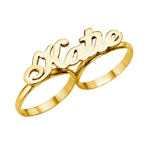 Two Finger Name Ring in Gold - The Handmade &trade;