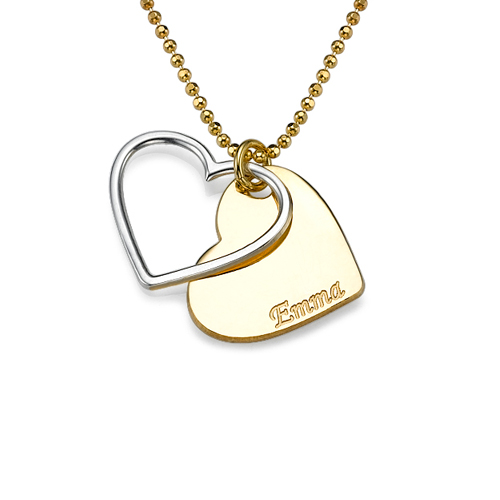 Two Tone Heart Necklace for Couples - The Handmade &trade;