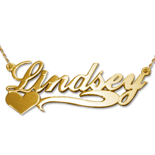 Side Heart Gold Name Necklace - The Handmade &trade;