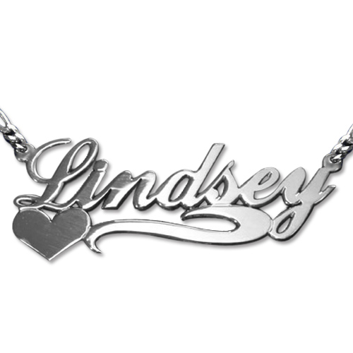Double Thickness Side Heart Silver Name Necklace - The Handmade &trade;