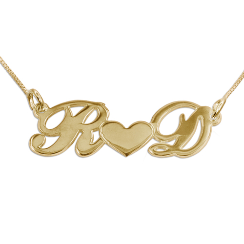 Couples Heart Necklace in Gold Plating - The Handmade &trade;