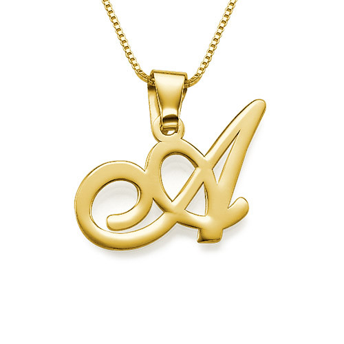 Gold Initials Pendant with Any Letter - The Handmade &trade;