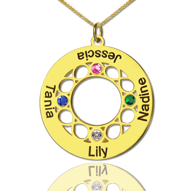Infinity Birthstone Family Names Necklace In Gold - The Handmade &trade;
