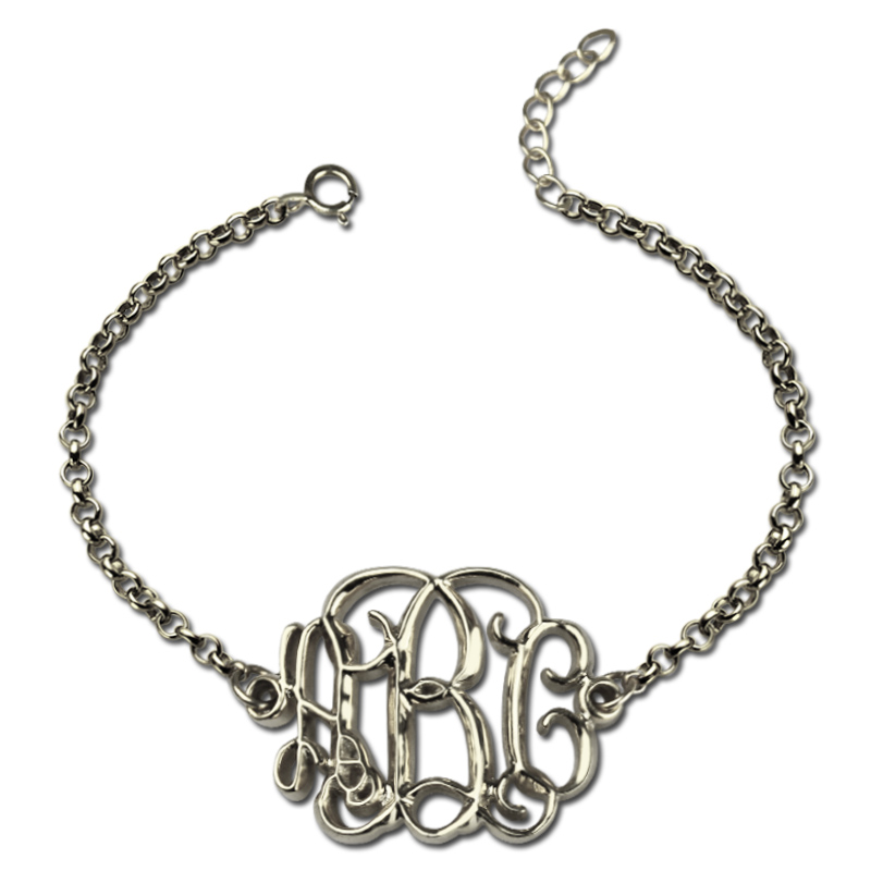 Celebrity Monogram Initial Bracelet Silver - The Handmade &trade;