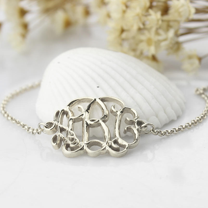 Celebrity Monogram Initial Bracelet Silver - The Handmade &trade;