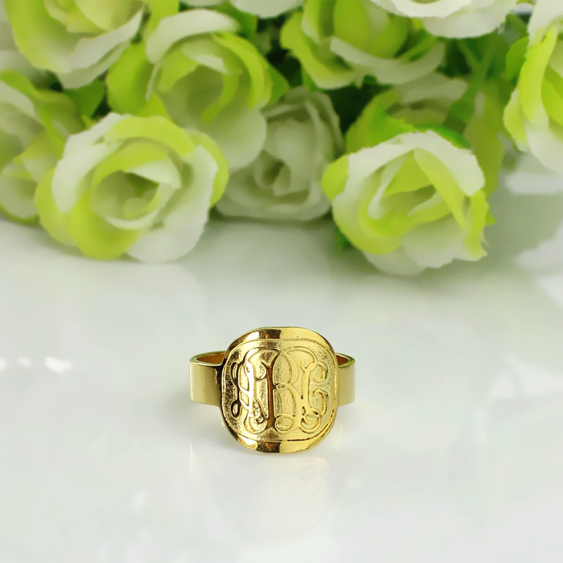 Engraved Designs Monogram Ring Gold - The Handmade &trade;