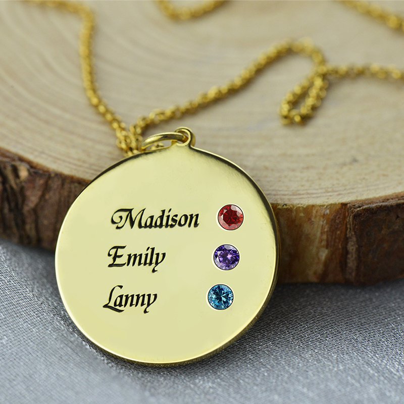 Disc Necklace Engraved Names For Mom - The Handmade &trade;