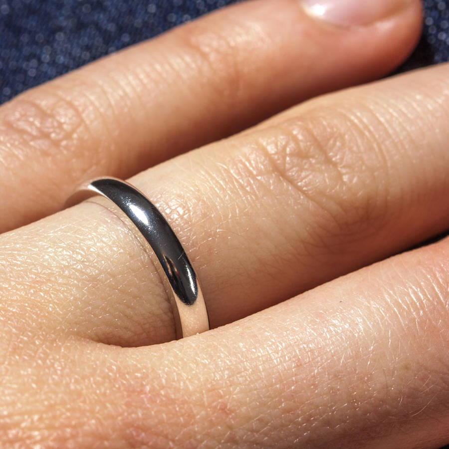 Silver D Shape Wedding Band - The Handmade &trade;