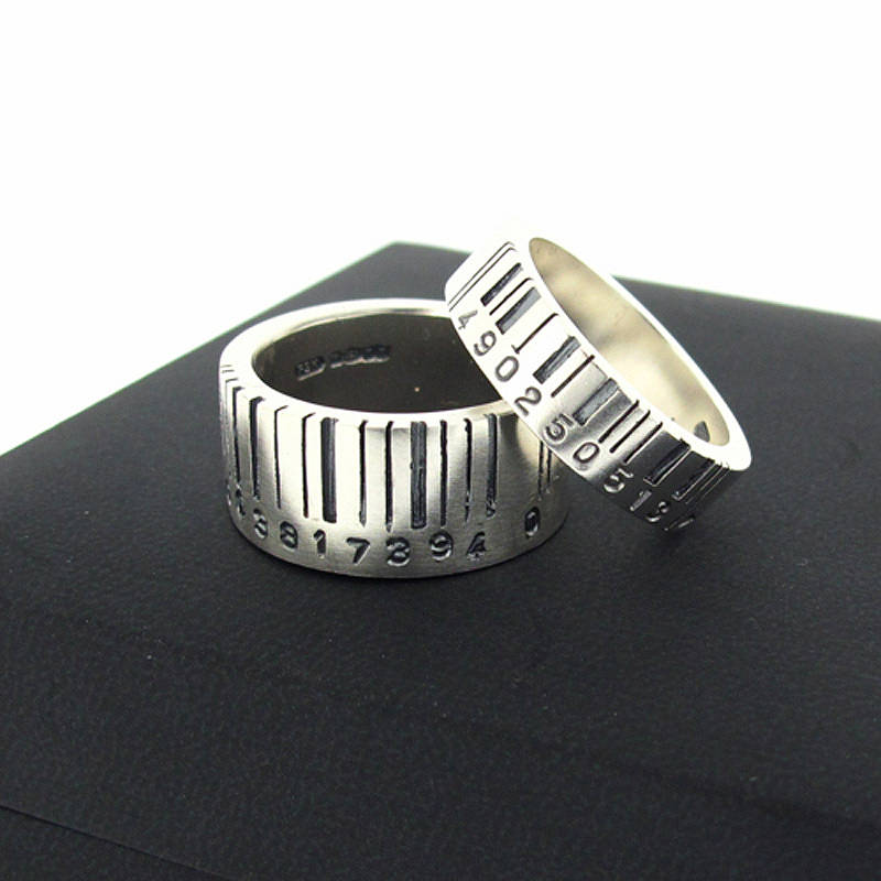 Extra Wide Silver Barcode Ring - The Handmade &trade;