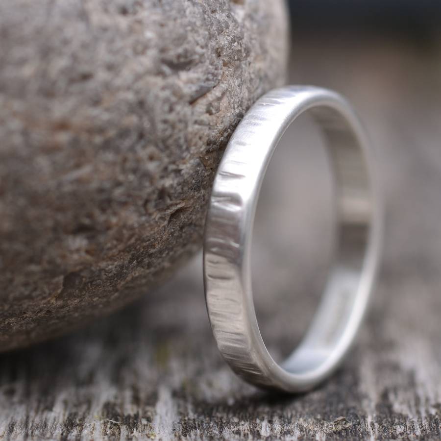 Silver Rippled Wedding Ring - The Handmade &trade;