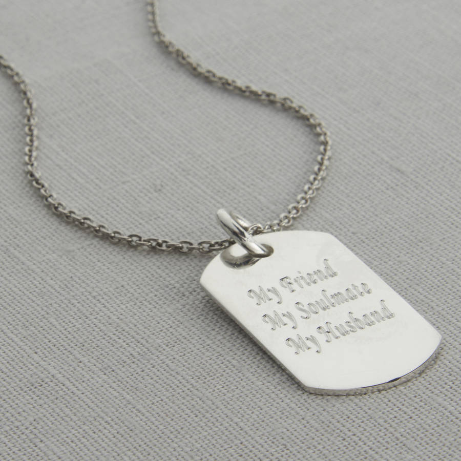 Polished Silver Dog Tag Necklace - The Handmade &trade;