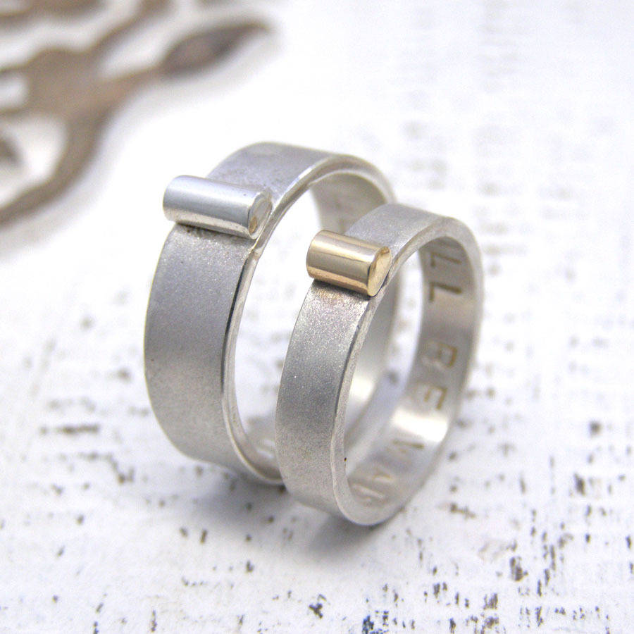 Personalised Silver And Gold His And Hers Rings - The Handmade &trade;