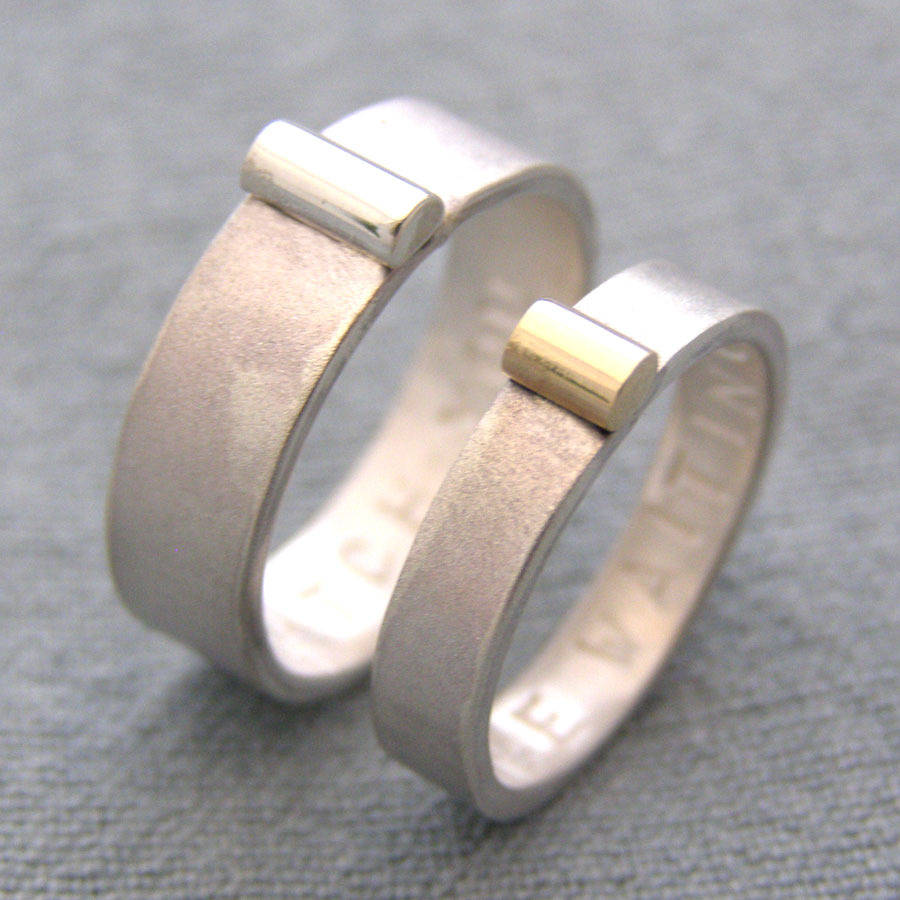 Personalised Silver And Gold His And Hers Rings - The Handmade &trade;