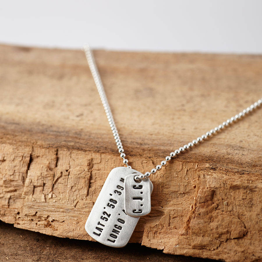 Silver Location Dog Tag Necklace - The Handmade &trade;