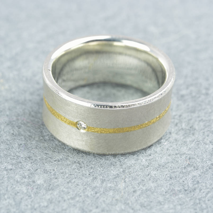 Silver And Fused Gold Diamond Ring - The Handmade &trade;