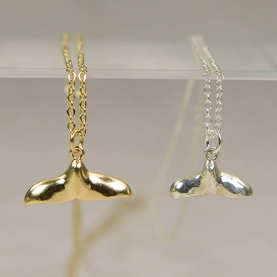 Silver Whale Tail Pendant Necklace - The Handmade &trade;