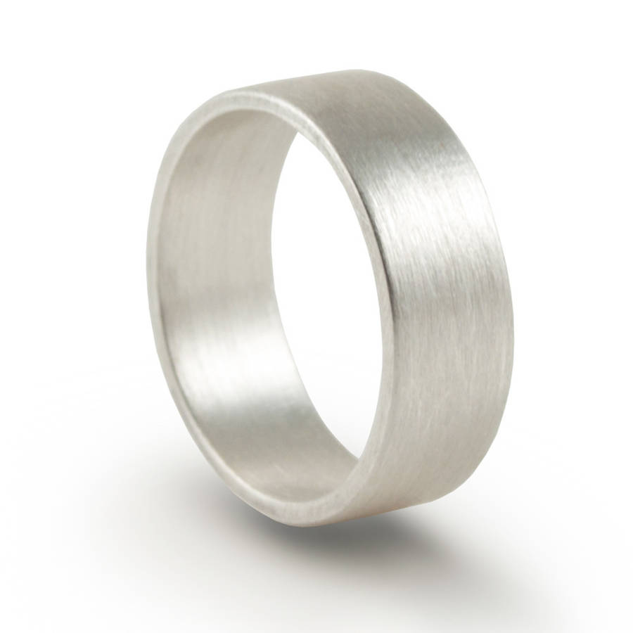 Silver Oxidized Flat Wedding Band Ring - The Handmade &trade;