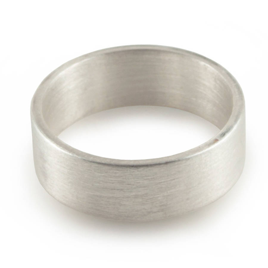 Silver Oxidized Flat Wedding Band Ring - The Handmade &trade;