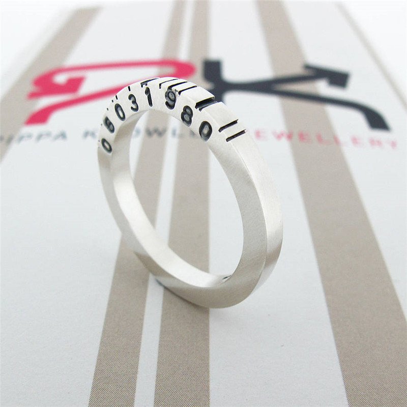 Thin Square Silver Barcode Ring - The Handmade &trade;