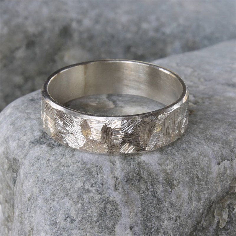 Unisex Textured Silver Band Ring - The Handmade &trade;