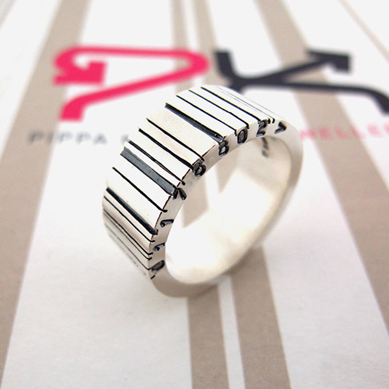 Wide Silver Barcode Ring - The Handmade &trade;